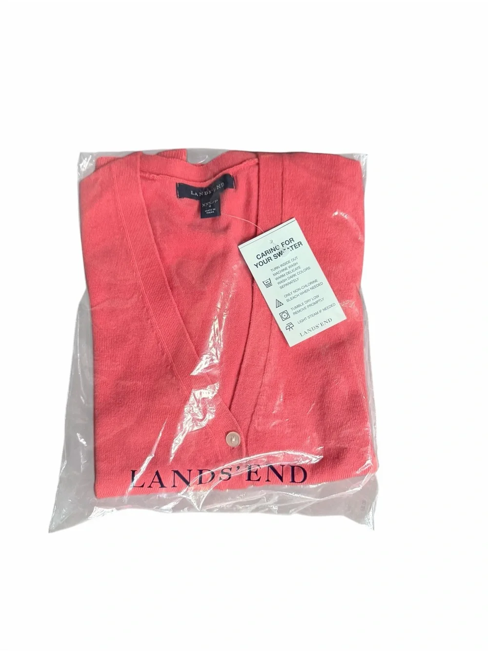 NWT Lands’ End Soft Melon‎ Performance 3/4 Sleeve V-Neck Cardigan